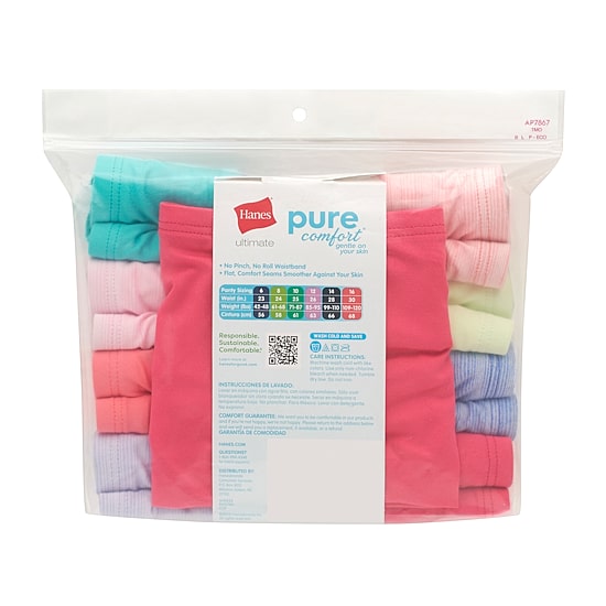Hanes Pure Comfort Microfiber Bonus Pack Little & Big Kid Girls 9 Pack Brief Panty Gupsb9