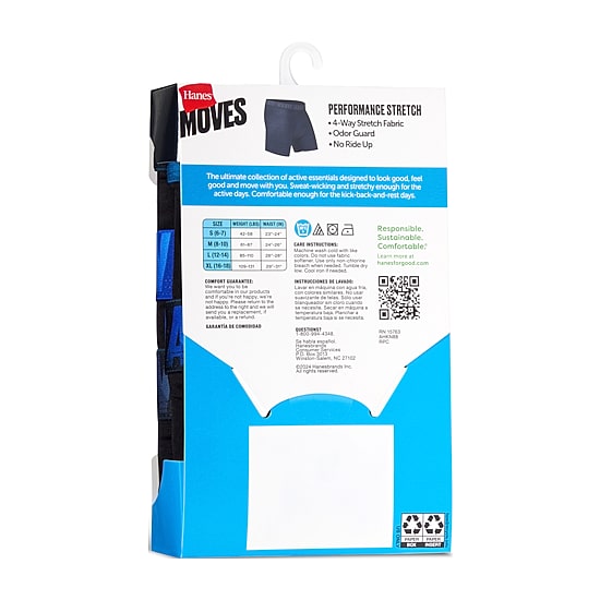 Hanes Moves Stretch Little & Big Kid Boys 5 Pack Boxer Briefs Bu9xb5