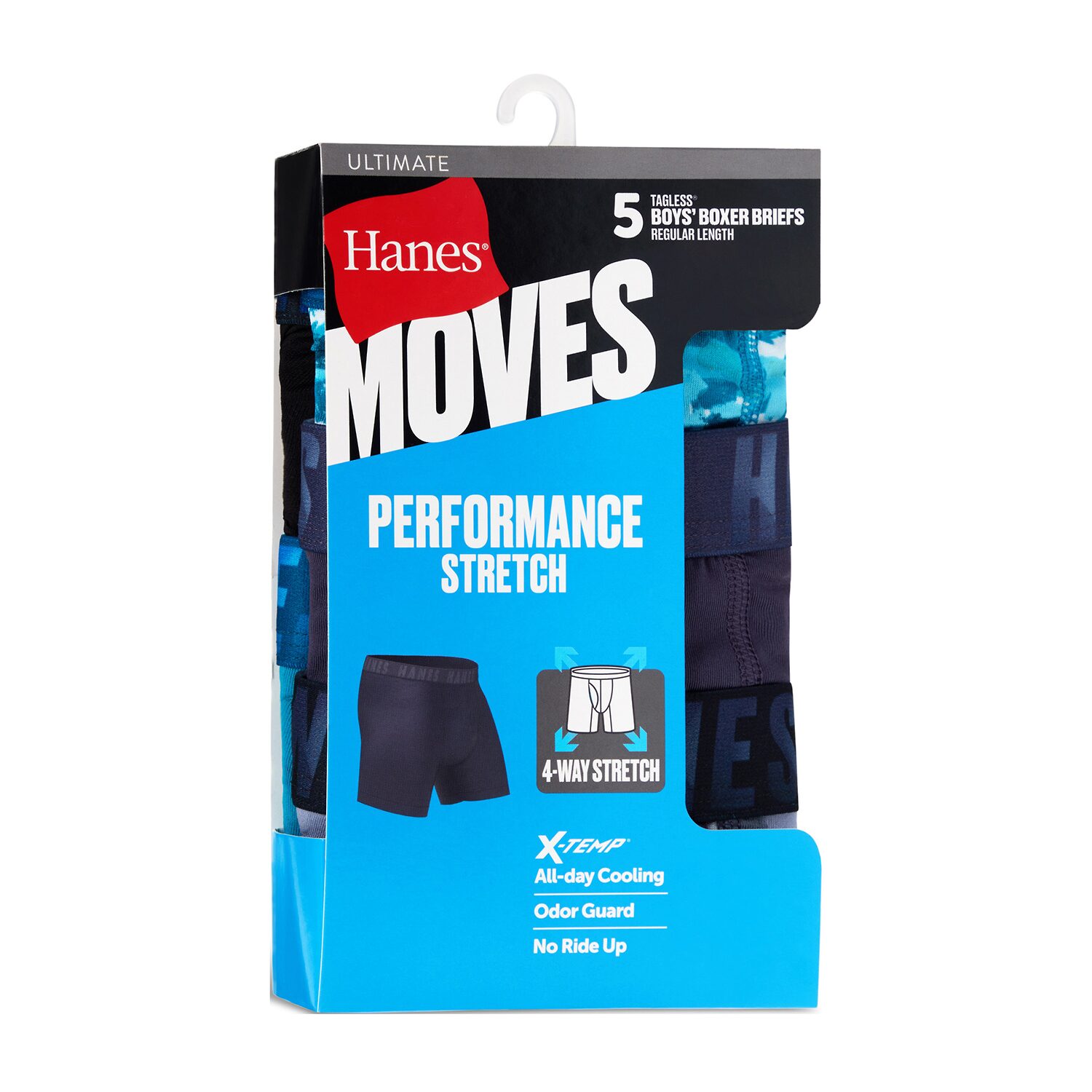 Hanes Moves Stretch Little & Big Kid Boys 5 Pack Boxer Briefs Bu9xb5