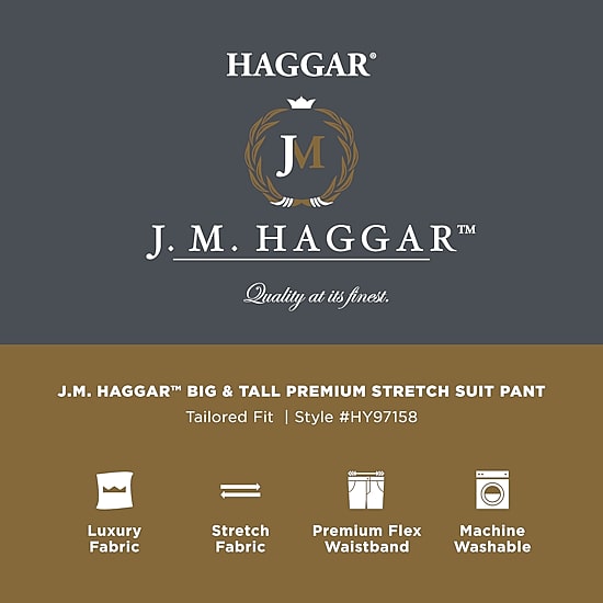 Haggar JMH Mens Big and Tall Regular Fit Diamond Flat Front Suit Pant