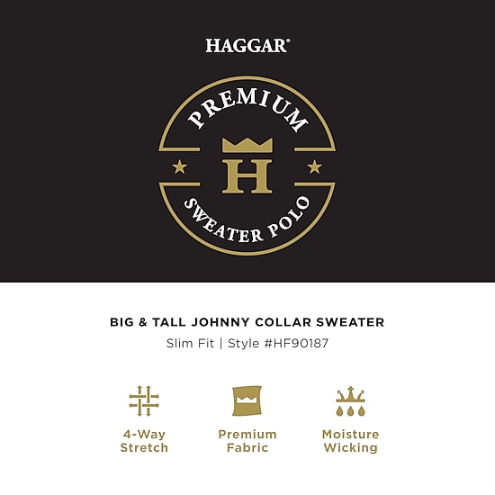 Haggar Johnny Collar Big and Tall Mens Short Sleeve Polo Sweater