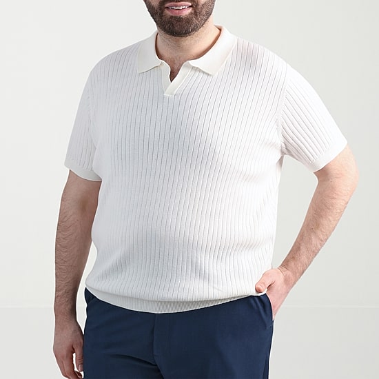 Haggar Johnny Collar Big and Tall Mens Short Sleeve Polo Sweater