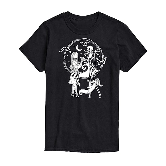 Mens Crew Neck Short Sleeve Regular Fit Nightmare Before Christmas Big and Tall Graphic T-Shirt