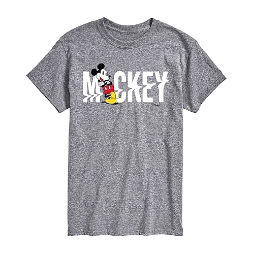 Mens Crew Neck Short Sleeve Regular Fit Mickey Mouse Big and Tall Graphic T-Shirt, 3x-large Tall, Gray