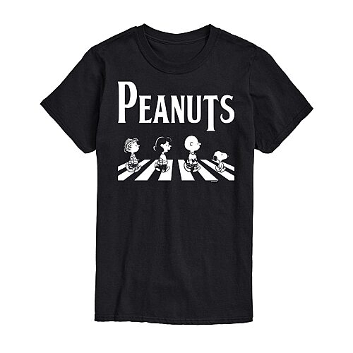Mens Crew Neck Short Sleeve Regular Fit Peanuts Big and Tall Graphic T-Shirt, 6x-large, Black