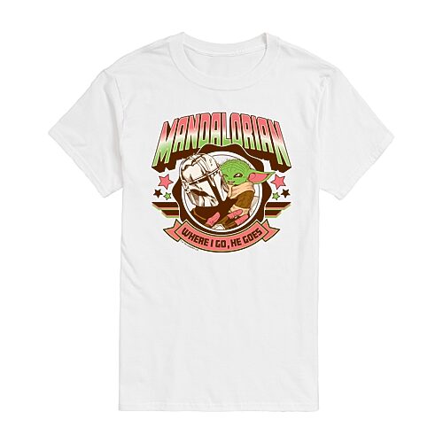 Mandalorian Mens Crew Neck Short Sleeve Regular Fit Star Wars Big and Tall Graphic T-Shirt, 3x-large, White