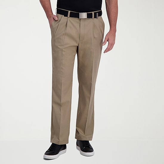 Haggar Cool Right Performance Flex Mens Classic Fit Pleated Pant