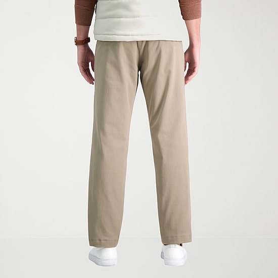 Haggar Life Khaki Comfort Chino Mens Comfort Waistband Straight Fit Flat Front Pant
