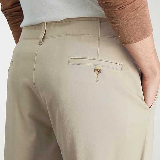 Haggar Life Khaki Comfort Chino Mens Comfort Waistband Straight Fit Flat Front Pant