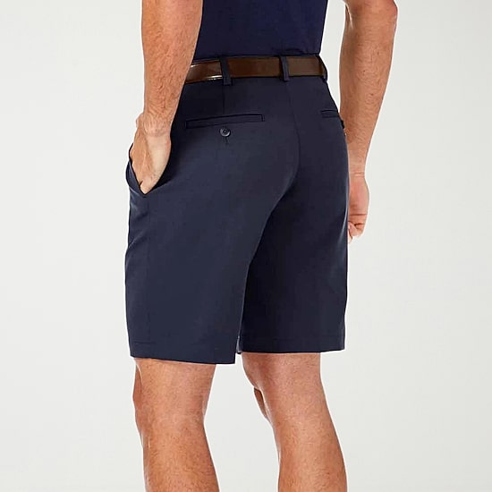 Haggar Cool 18 Pro Pleated Mens 9 1/2" Stretch Fabric Moisture Wicking Quick Dry Chino Short