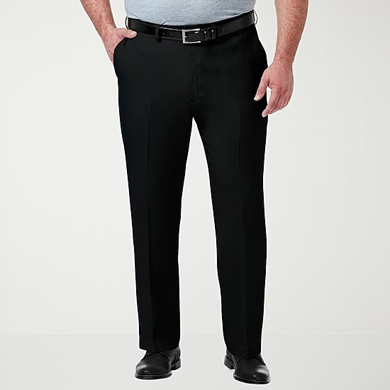 Haggar Premium Comfort Expandable Waist Mens Classic Fit Big and Tall Dress Flat Front Pant