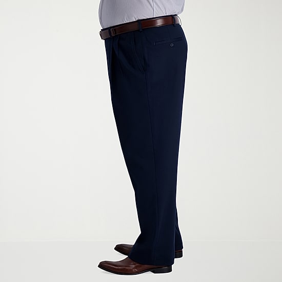 Haggar Iron Free Premium Khaki Mens Classic Fit Big and Tall Pleated Pant