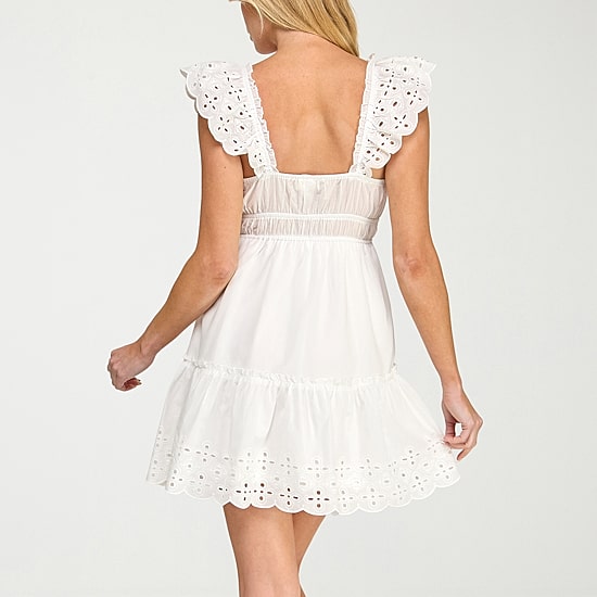 Trixxi Womens Juniors V Neck Short Sleeve Babydoll Dress