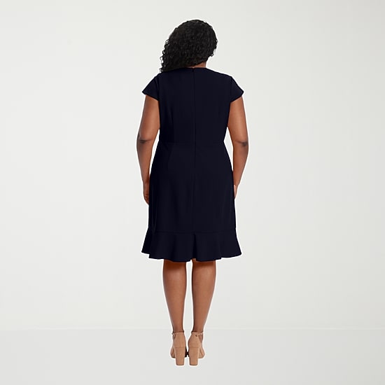 London Times Womens Plus Short Sleeve Wrap Dress
