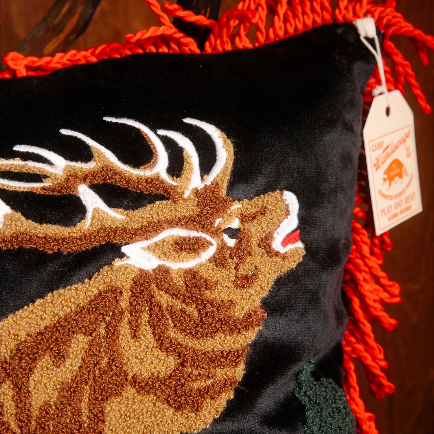 Makers Collective Camp Wandawega Elk Needle-Punched Square Throw Pillow
