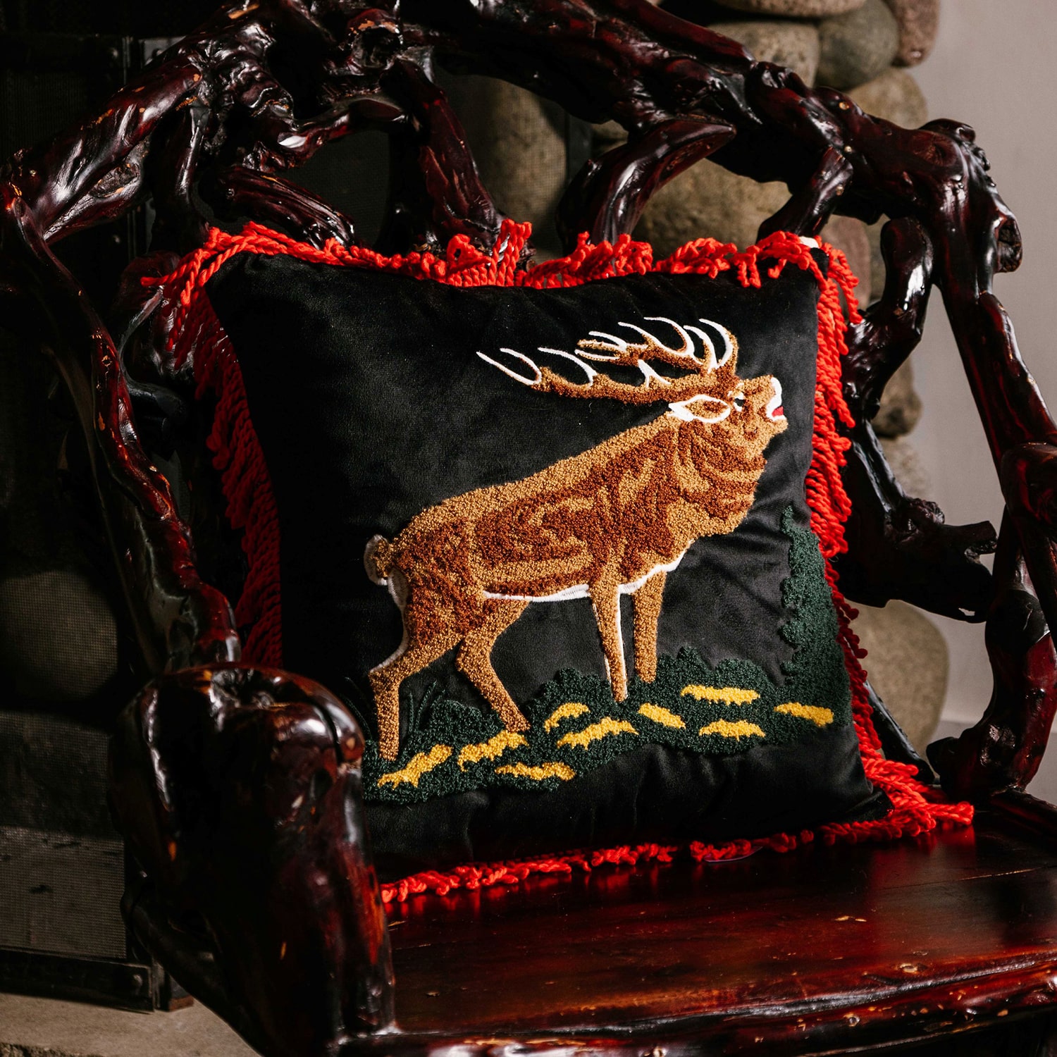 Makers Collective Camp Wandawega Elk Needle-Punched Square Throw Pillow