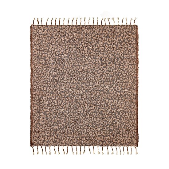 JUNK GYPSY Leopard Woven Blanket With Fringe Throw