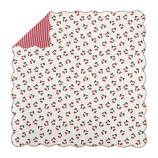 Modern Heirloom Cherry Scalloped Reversible Quilt Set