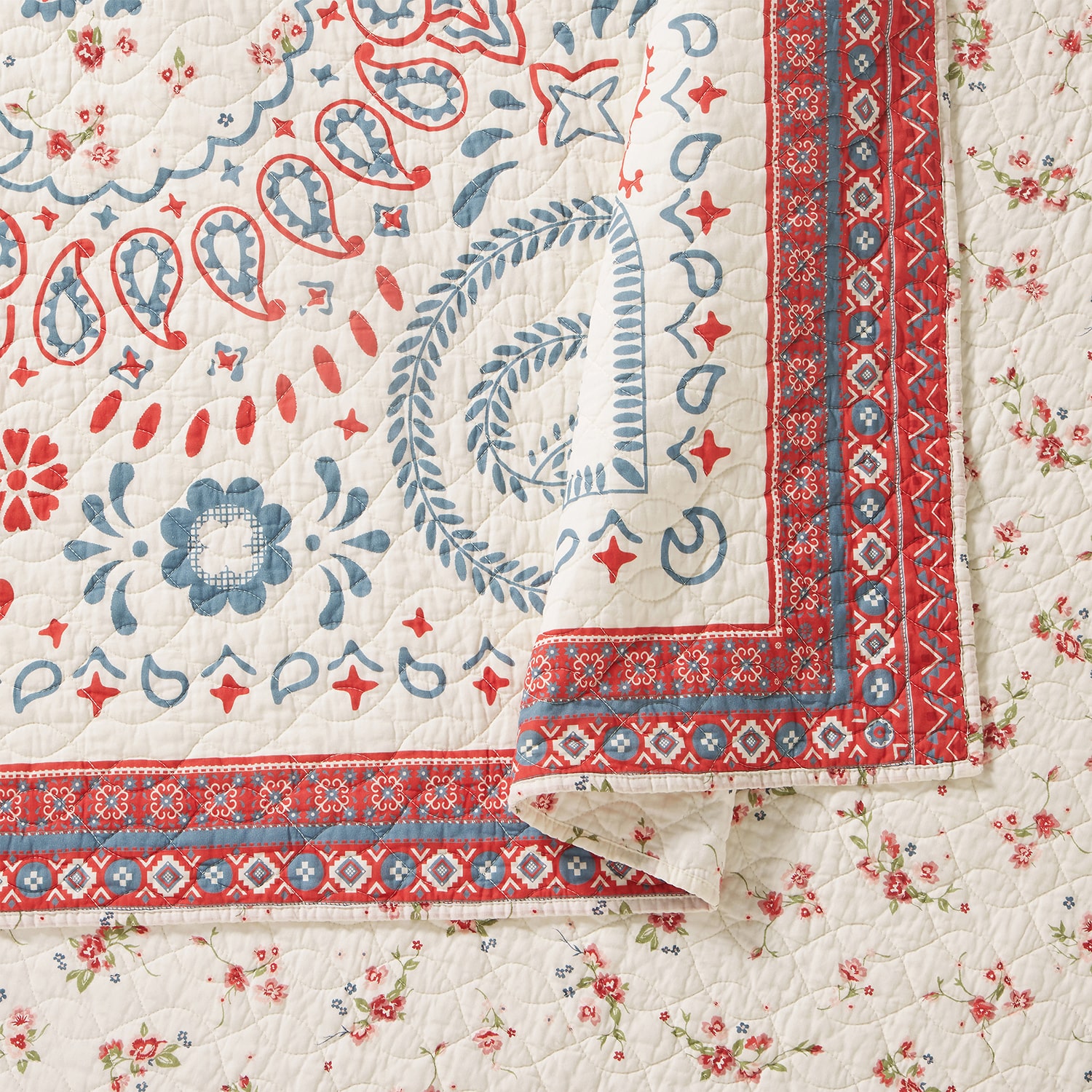 JUNK GYPSY Boho Americana Cotton Reversible Quilt Set