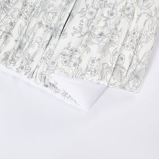 Modern Heirloom Floral Toile Ruched Reversible Comforter Set