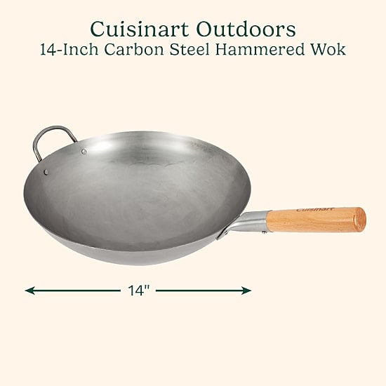 Cuisinart Outdoors Carbon Steel Hammered 14" Round Wok