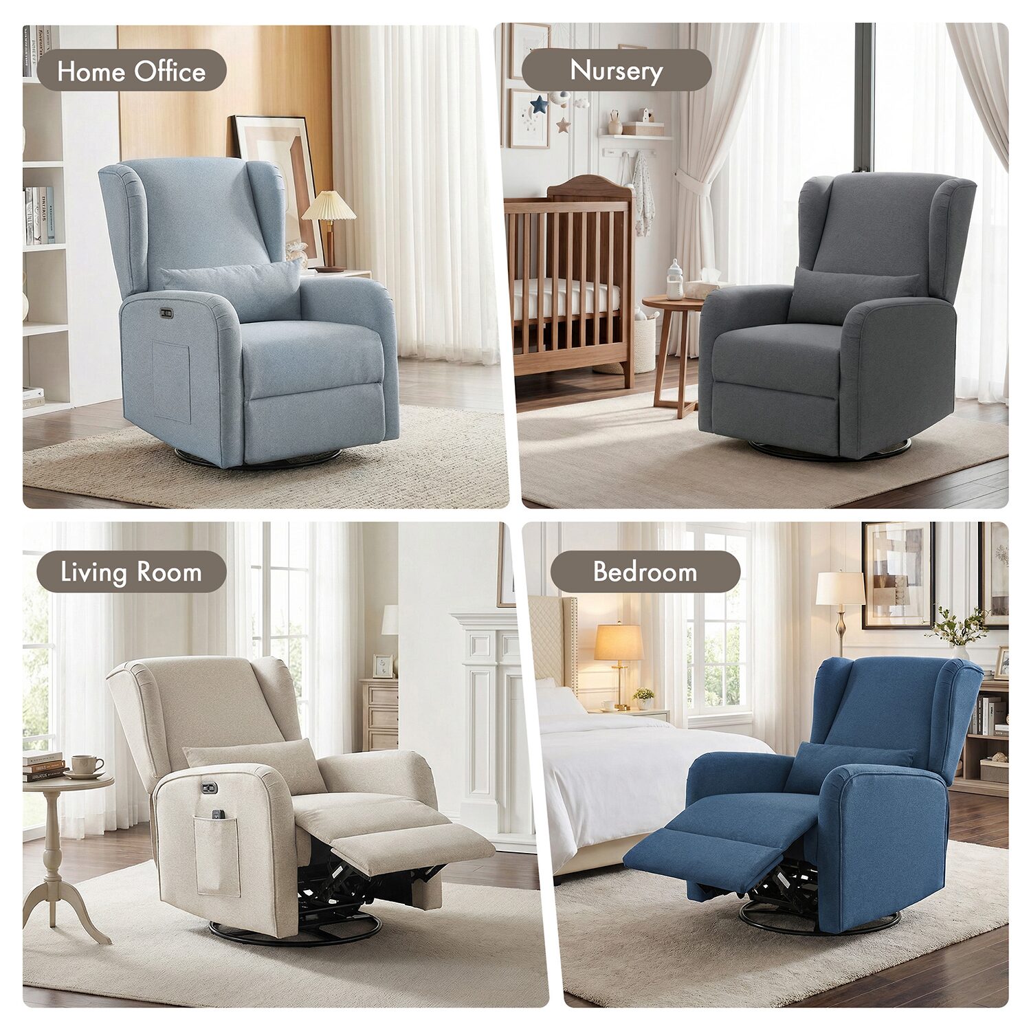 Madison Park Curved Slope-Arm Recliner