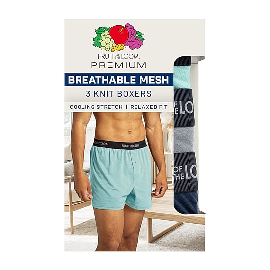 Fruit of the Loom Breathable Mens 3 Pack Boxers Pi3bp540
