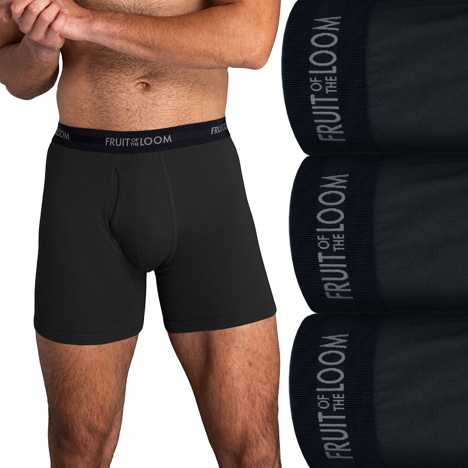 Fruit of the Loom Breathable Mens 3 Pack Boxer Briefs Pi3bp76c