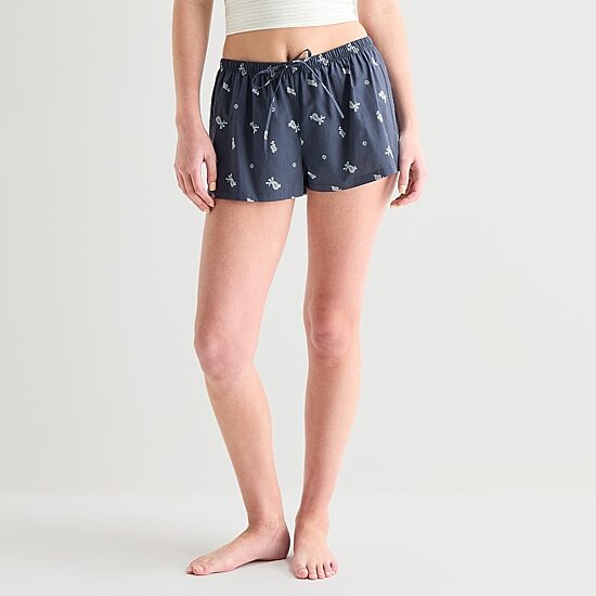 Arizona Womens Juniors Poplin Pajama Shorts