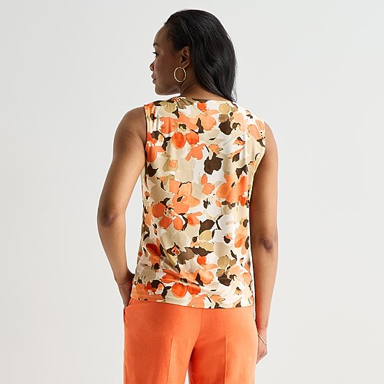 Black Label by Evan-Picone Womens Keyhole Neck Sleeveless Blouse