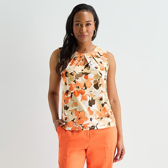 Black Label by Evan-Picone Womens Keyhole Neck Sleeveless Blouse