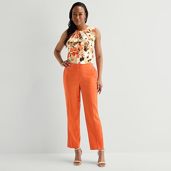 Black Label by Evan-Picone Linen Womens Classic Fit Straight Suit Pant
