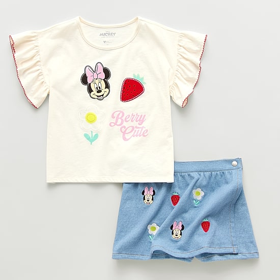 Disney Collection Little & Big Kid Girls French Terry Minnie Mouse Skort Set