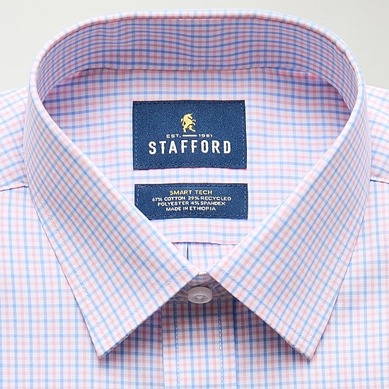 Stafford Smart Tech Mens Regular Fit Stretch Fabric Wrinkle Free Long Sleeve Dress Shirt