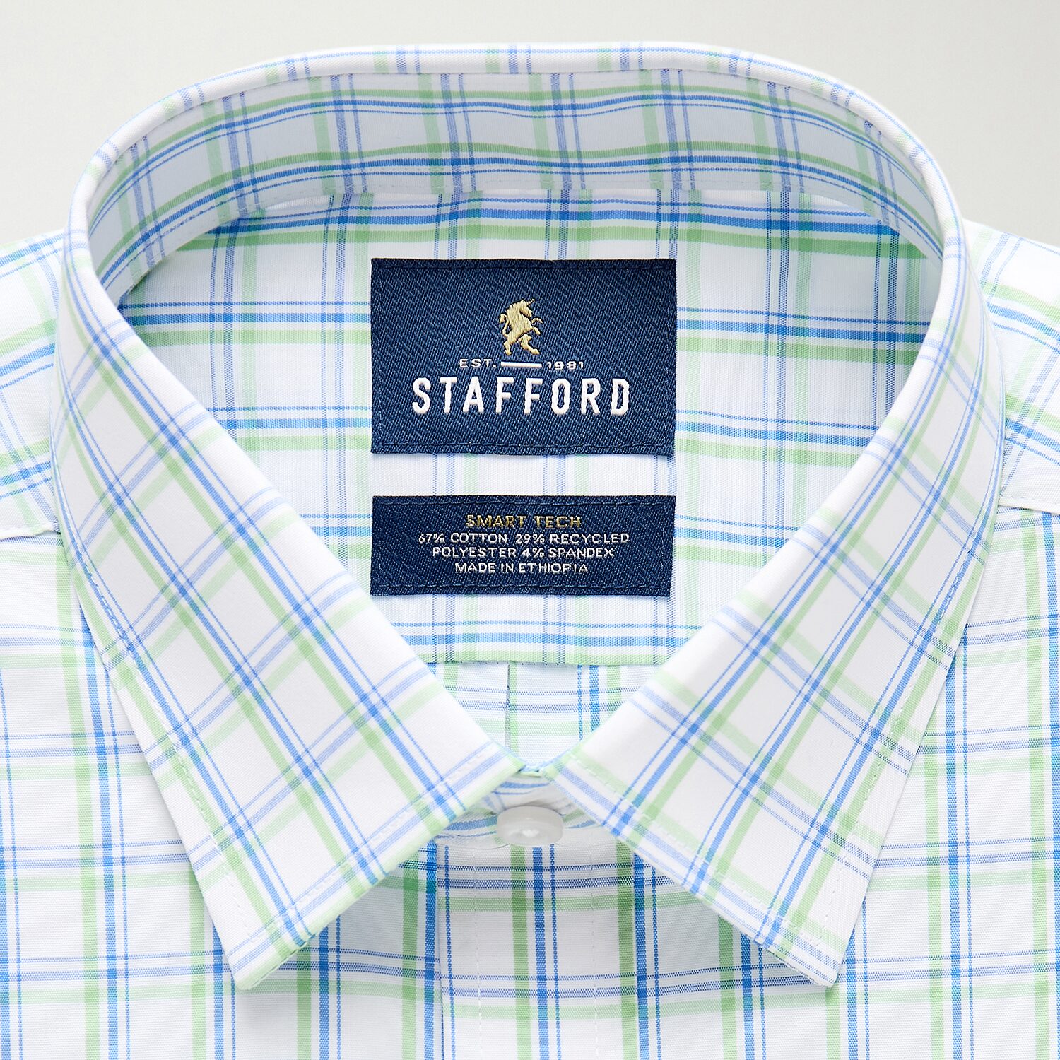 Stafford Smart Tech Mens Regular Fit Stretch Fabric Wrinkle Free Long Sleeve Dress Shirt