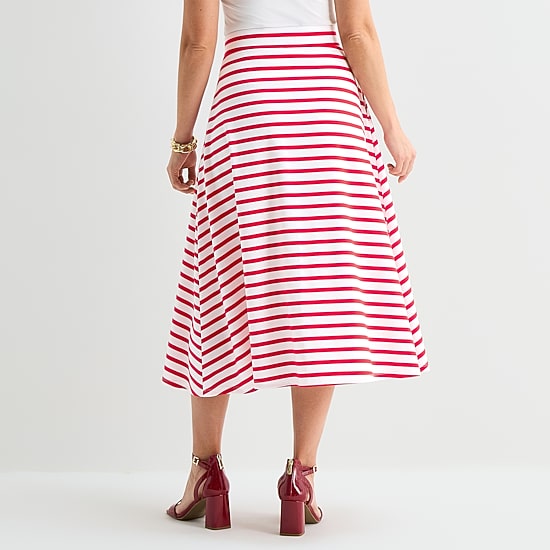 Liz Claiborne Womens Mid Rise Midi A-Line Skirt
