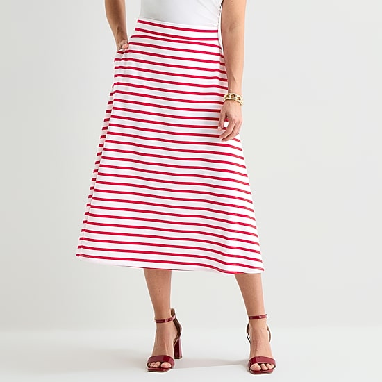 Liz Claiborne Womens Mid Rise Midi A-Line Skirt