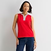 Liz Claiborne Womens V Neck Sleeveless Blouse