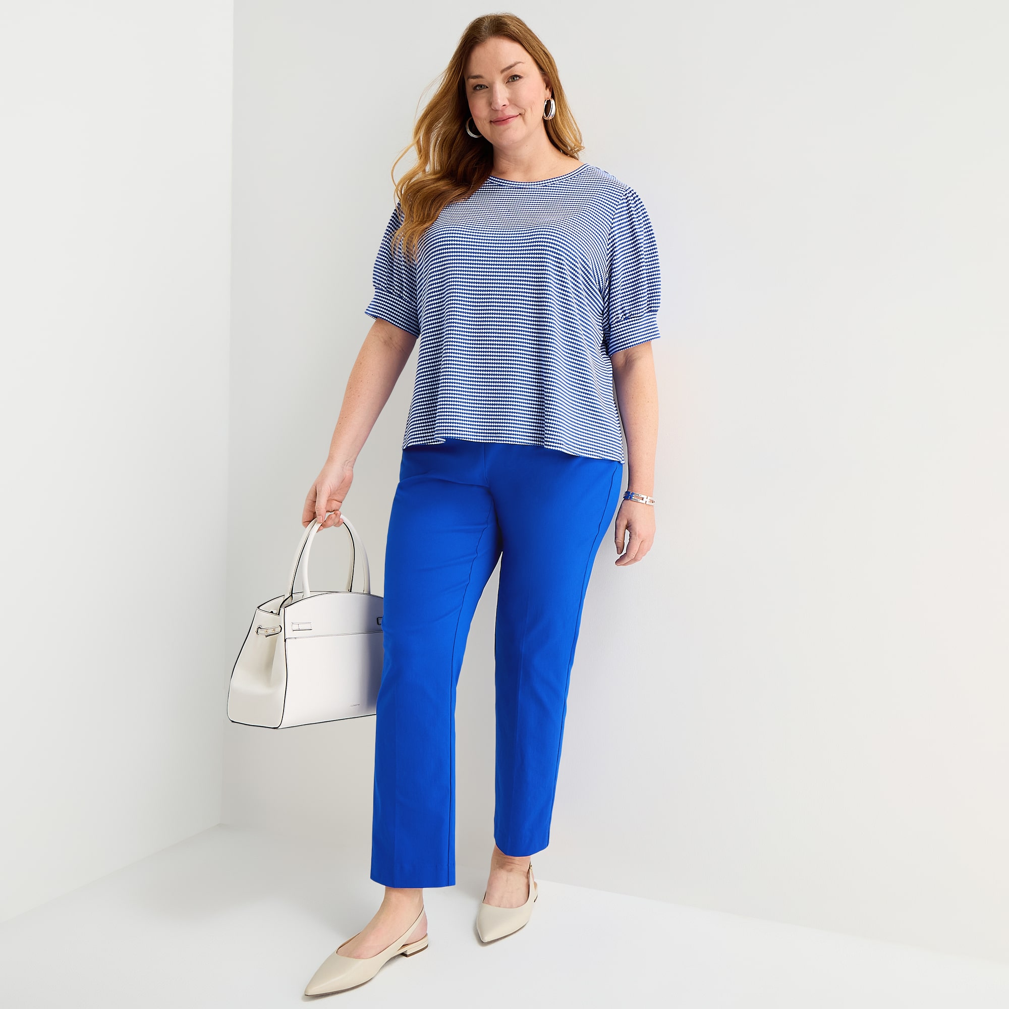 Liz Claiborne Womens Plus Crew Neck Short Sleeve Blouse