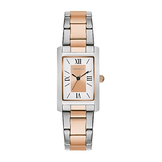 Caravelle Designed By Bulova Womens Two Tone Stainless Steel Bracelet Watch 45l187