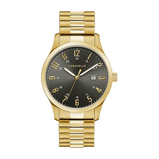 Caravelle Designed By Bulova Mens Gold Tone Stainless Steel Expansion Watch 44b126