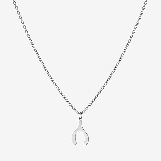 Silver Treasures Womens Sterling Silver Wishbone 16 Inch Pendant Necklace