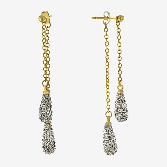 Sparkle Allure Womens Crystal 14K Gold Over Brass Drop Earrings