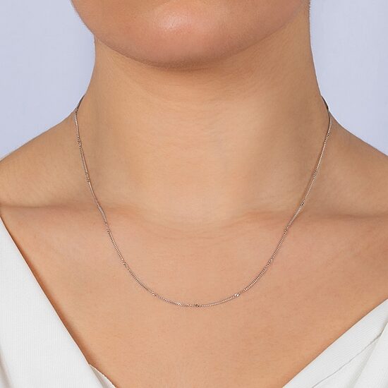 Silver Treasures Made In Italy Womens Sterling Silver 18 Inch Cable Chain Necklace