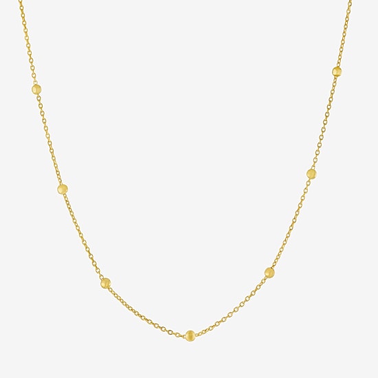 Silver Treasures Made In Italy Womens 14K Gold Over Silver 18 Inch Bead Chain Necklace