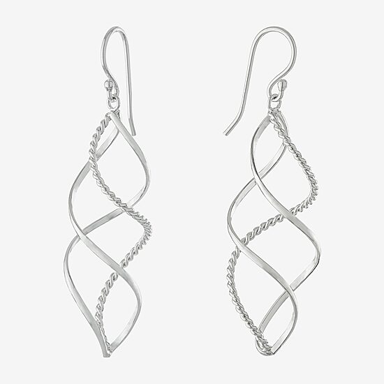 Silver Reflections Pure Silver Over Brass Drop Earrings