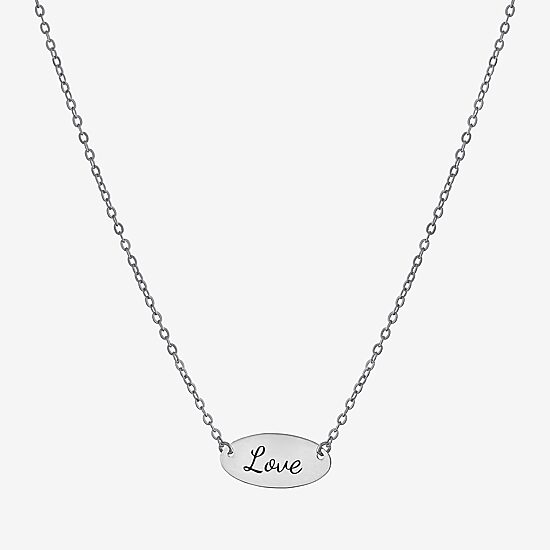 Silver Treasures Love Womens Sterling Silver Oval 16 Inch Pendant Necklace