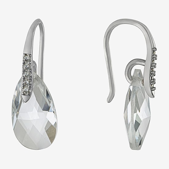 Sparkle Allure Womens Crystal Pure Silver Over Brass Drop Earrings