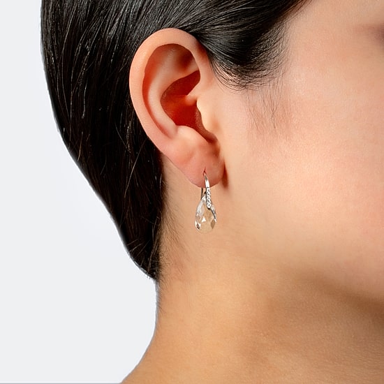Sparkle Allure Womens Crystal Pure Silver Over Brass Drop Earrings
