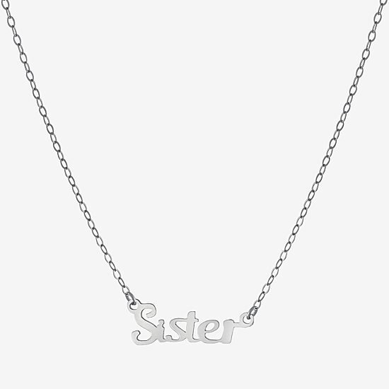 Silver Treasures Sister Womens Sterling Silver 16 Inch Pendant Necklace